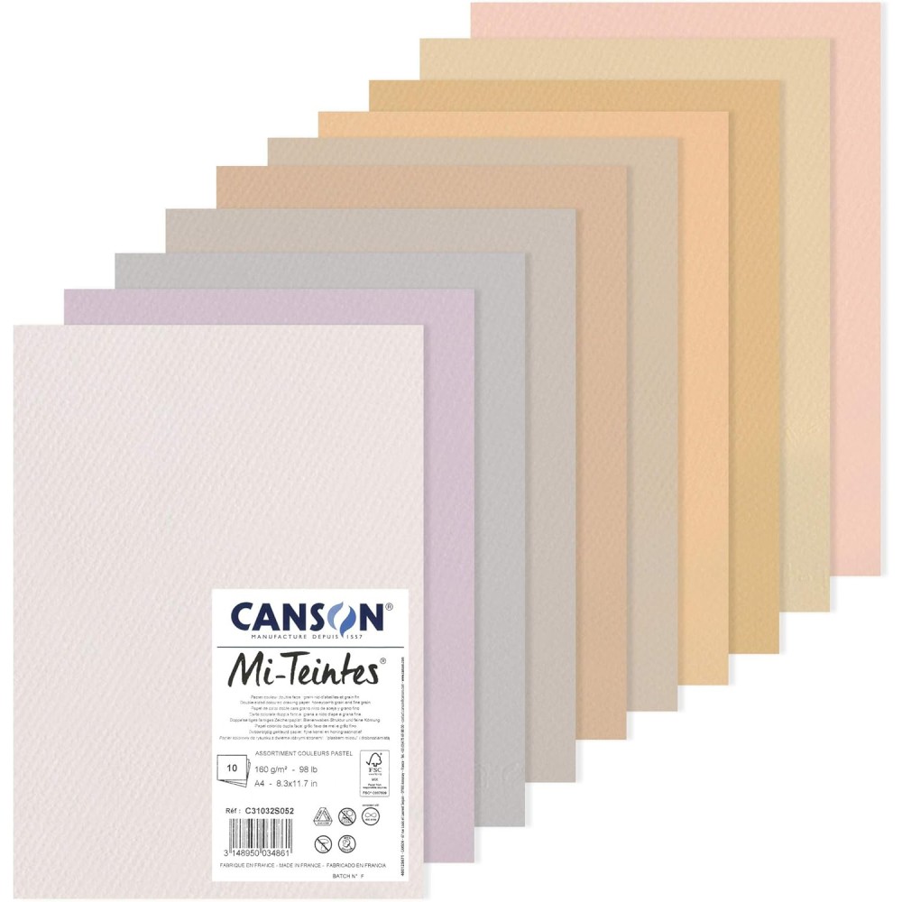 Blok do pasteli Mi-Teintes - Canson - odcienie pastelowe, A4, 160 g, 10 ark.