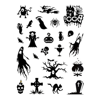 Tatuaże Halloween - DpCraft - czarno-białe, 23 szt.