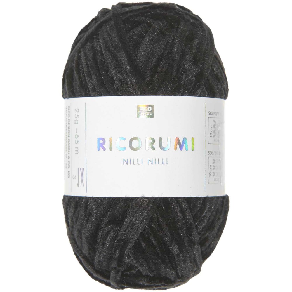 Ricorumi Nilli Nilli chenille yarn - Rico Design - Black, 25 g