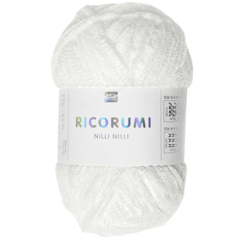 Włóczka szenilowa Ricorumi Nilli Nilli - Rico Design - White, 25 g