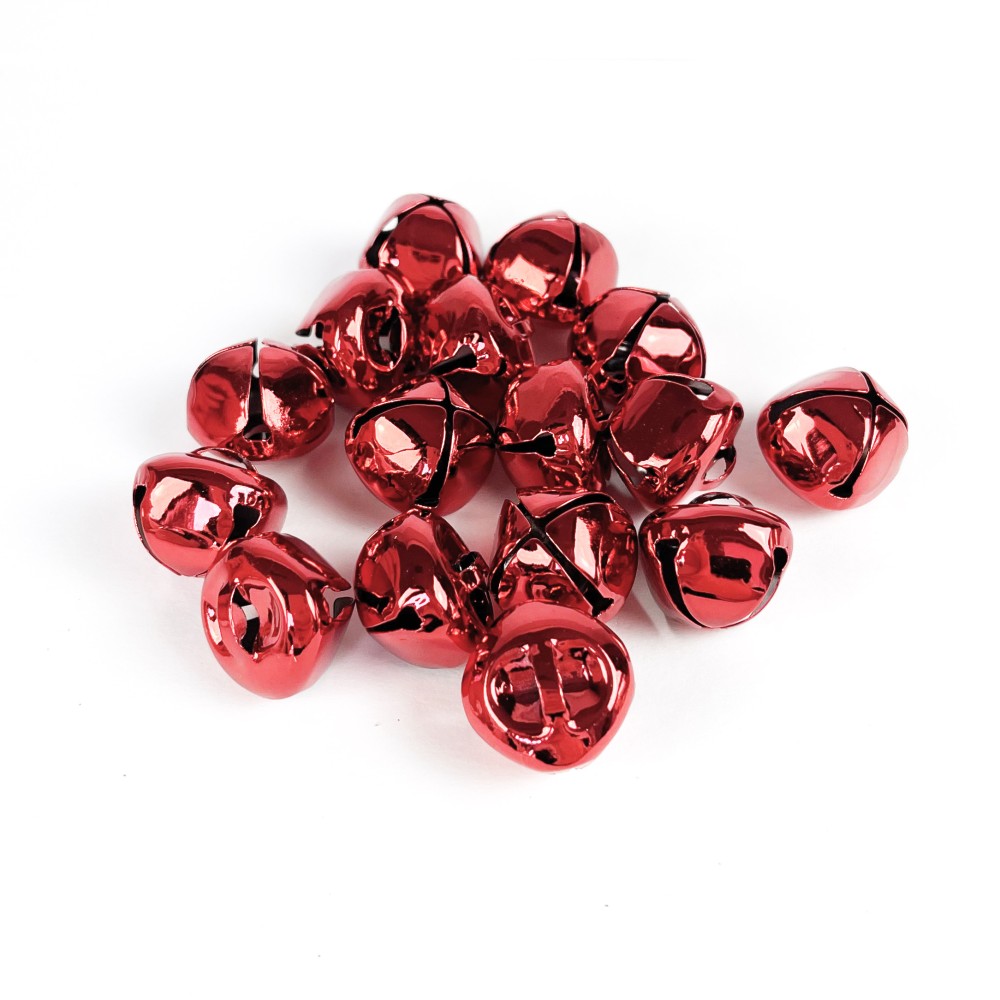 Dzwoneczki metalowe - czerwone, 1,5 x 2 cm, 16 szt.