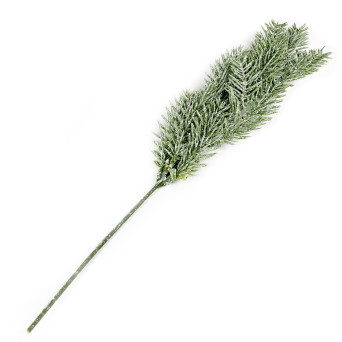 Gałązka świąteczna ośnieżona z brokatem - zielona, 49 cm