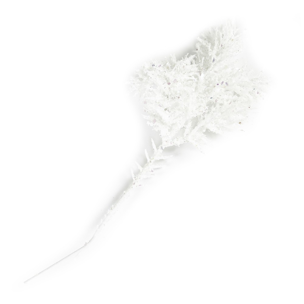 Christmas glittery branch - white, 25 cm