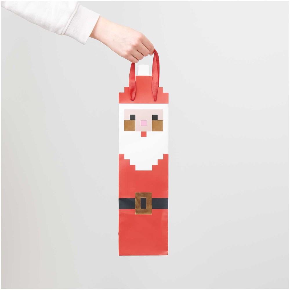 Torba prezentowa na wino Święty Mikołaj - Rico Design - 12 x 43 x 8 cm