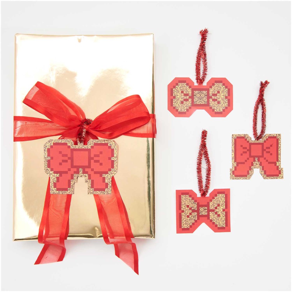 Zawieszki na prezenty Pixel Bows - Rico Design - 8 szt.