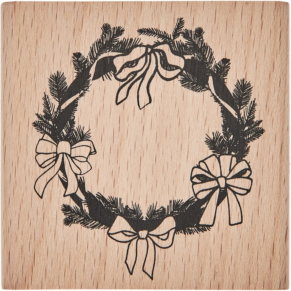 Wooden stamp Wreath with bows - Rico Design - 7 x 7 cm