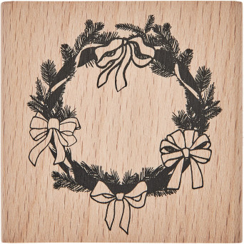 Wooden stamp Wreath with bows - Rico Design - 7 x 7 cm