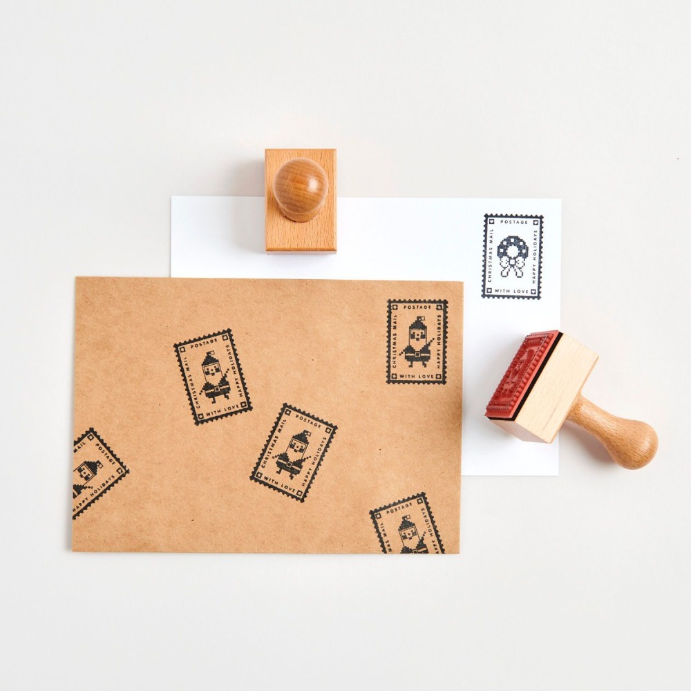 Stempel drewniany Znaczek pocztowy Wieniec - Rico Design - 3,4 x 4,5 x 7 cm