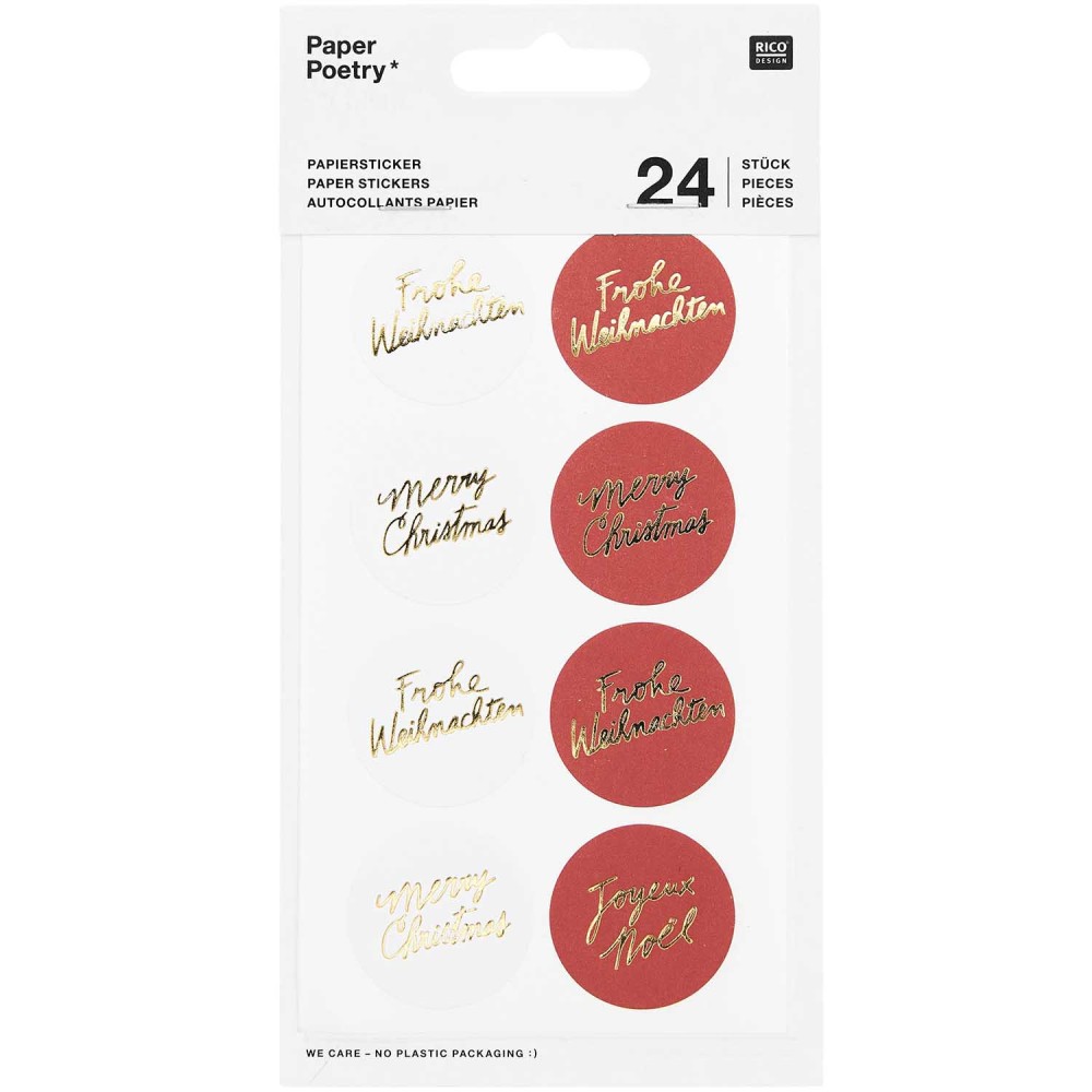 Paper stickers Merry Christmas - Paper Poetry - 24 pcs.