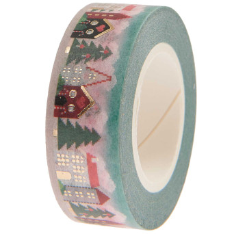 Taśma washi Świąteczne domki - Paper Poetry - 15 mm x 10 m