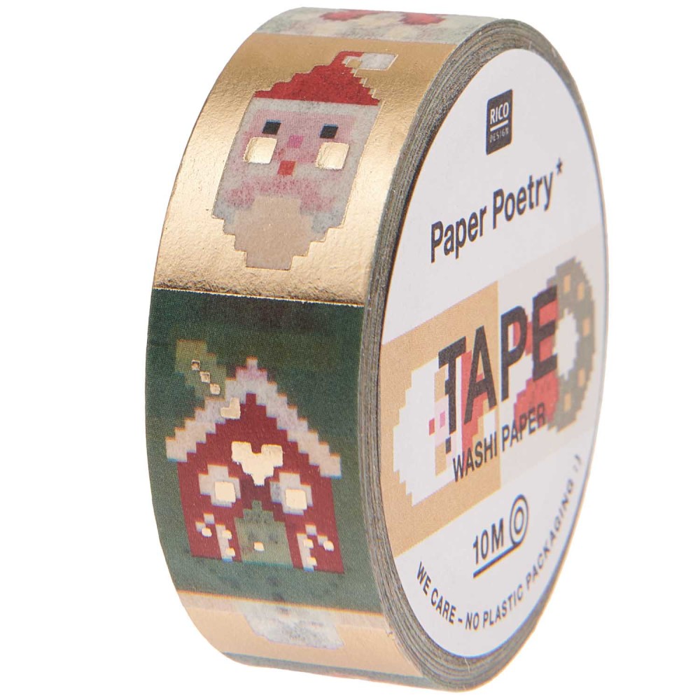 Taśma washi Świąteczne ikony Pixels - Paper Poetry - 15 mm x 10 m