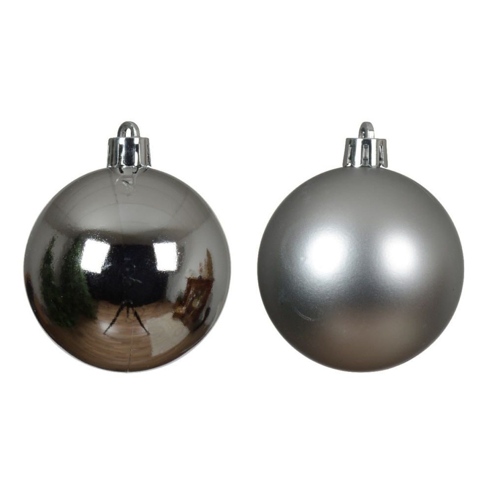 Shatterproof baubles - silver, 6 cm, 12 pcs.