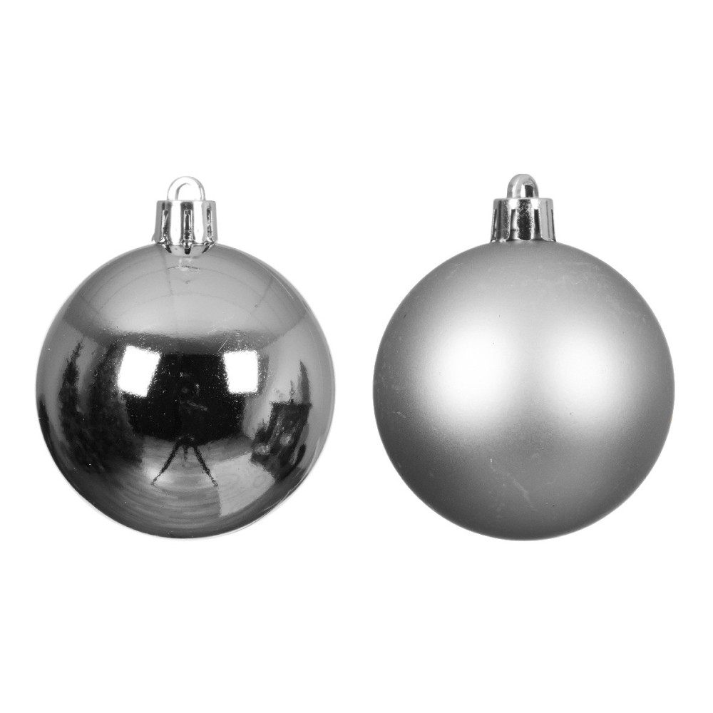 Shatterproof baubles - silver, 8 cm, 6 pcs.