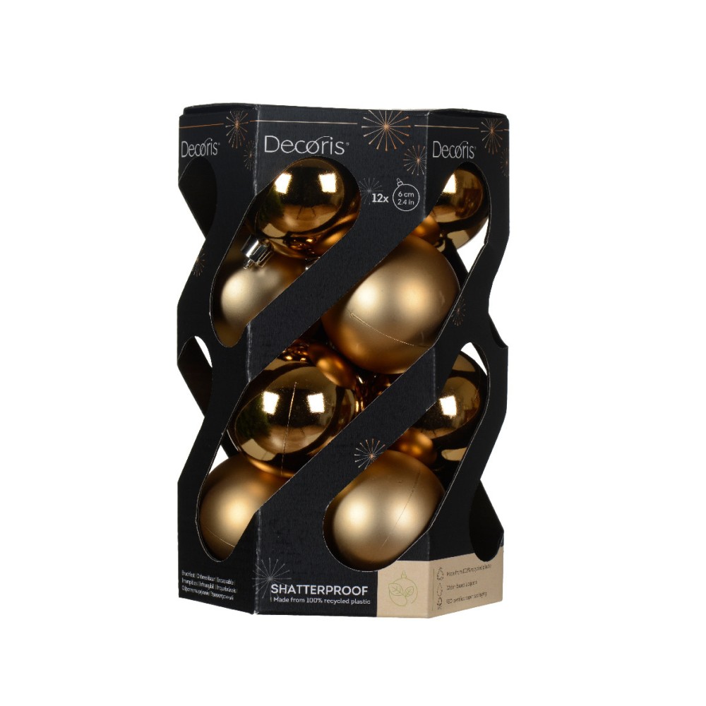 Shatterproof baubles - pecan brown, 6 cm, 12 pcs.