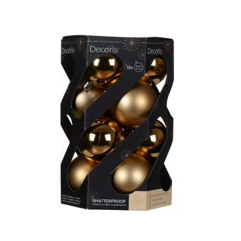 Shatterproof baubles - pecan brown, 6 cm, 12 pcs.