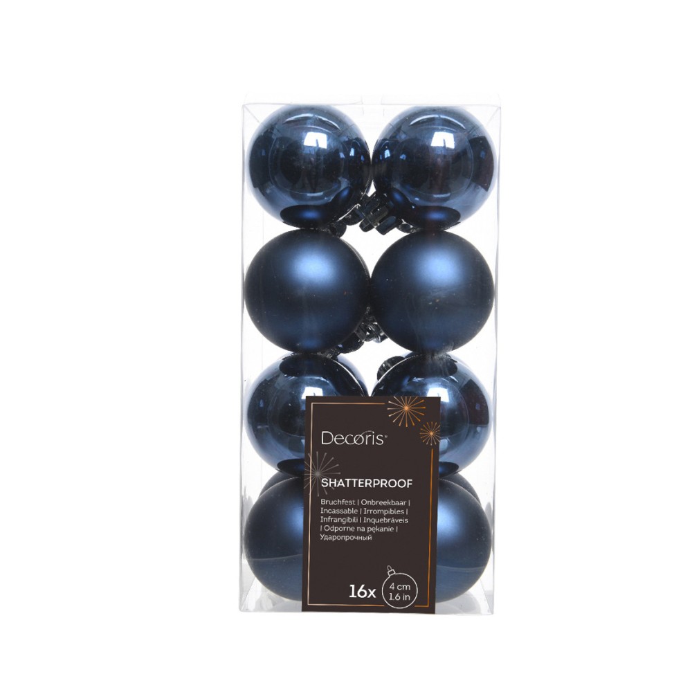 Shatterproof baubles - navy blue, 4 cm, 16 pcs.