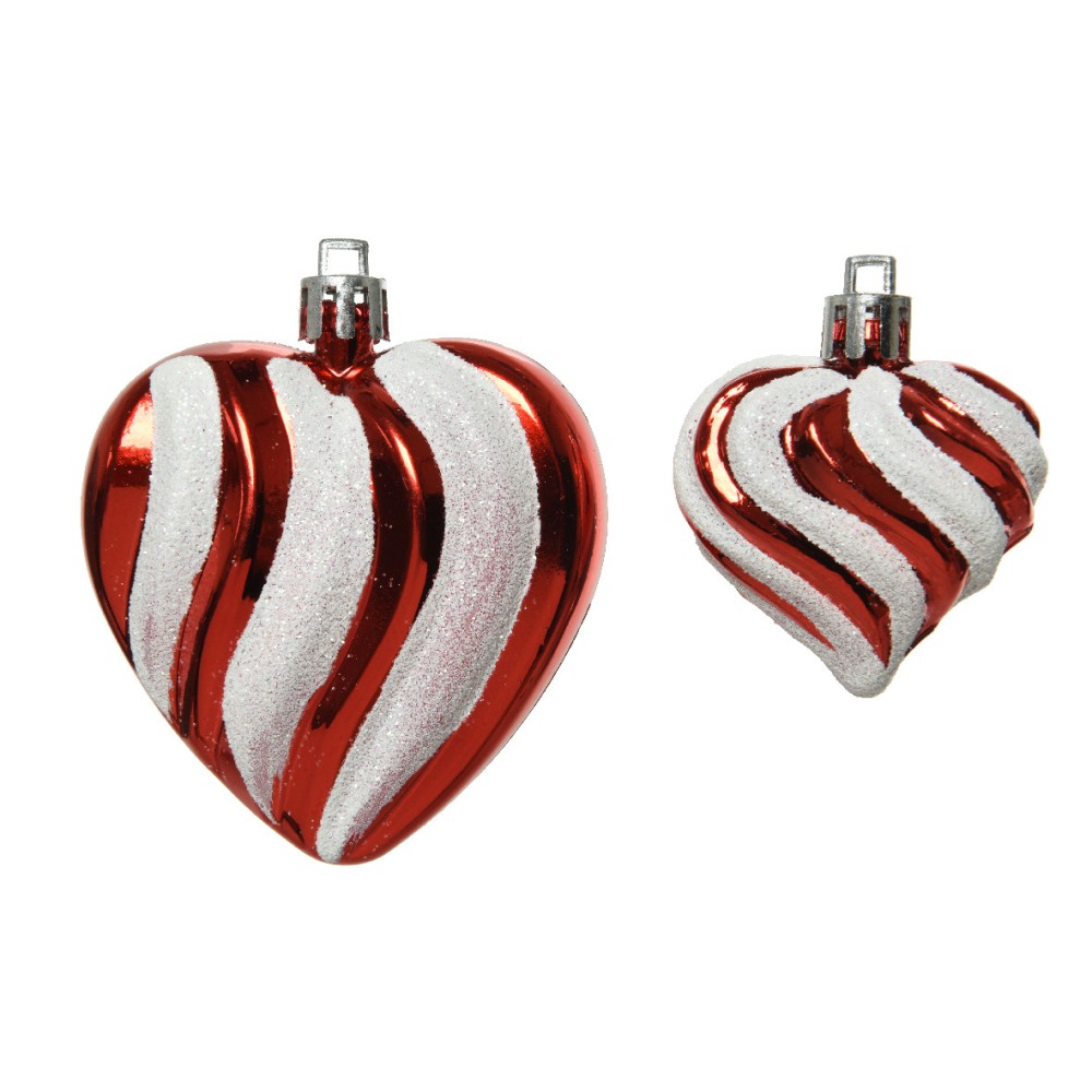 Shatterproof Hearts baubles - red, 2 pcs.