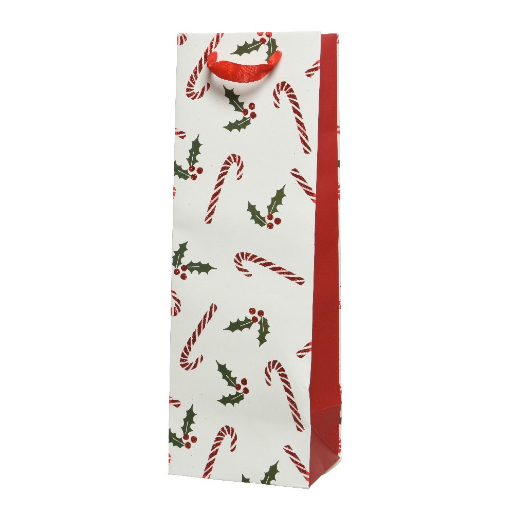 Paper wine gift bag Candy Cane - 10 x 12 x 36 cm