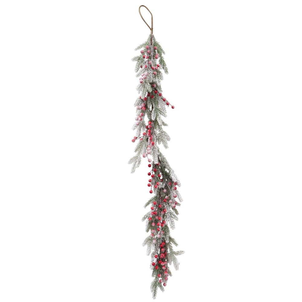 Girlanda świąteczna ośnieżona z jarzębiną - 120 cm