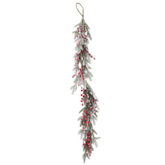 Girlanda świąteczna ośnieżona z jarzębiną - 120 cm