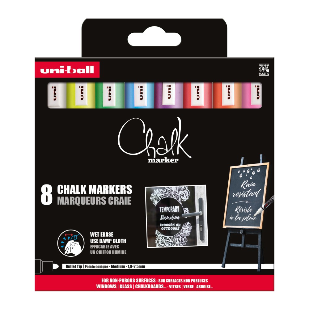 Zestaw markerów kredowych do tablic Chalk - Uni - 8 kolorów