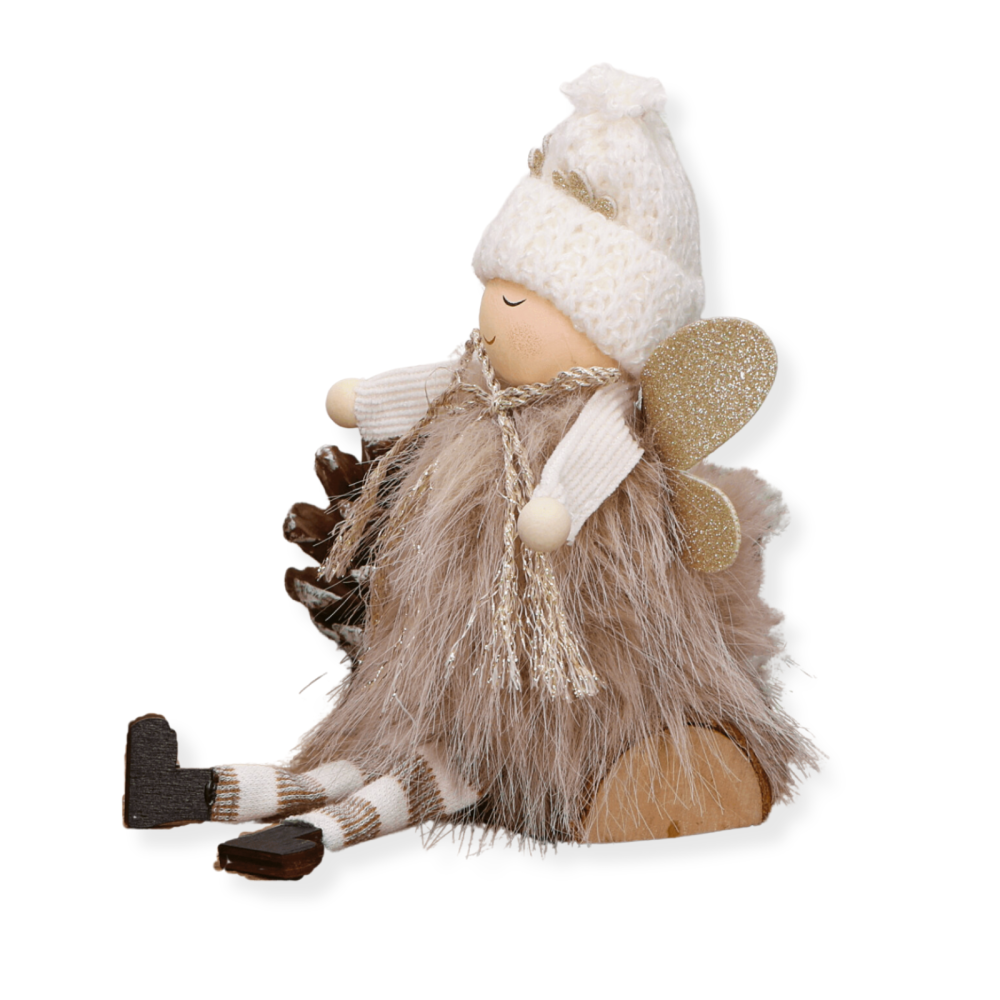 Dekoracja świąteczna Aniołek - brązowy, 8 x 13 cm