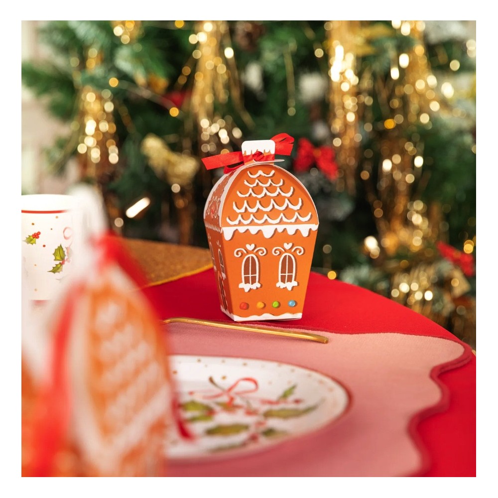 Christmas paper gift box Gingerbread house - 5,5 x 14 cm, 6 pcs.