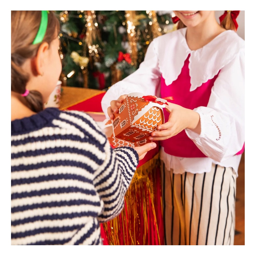 Christmas paper gift box Gingerbread house - 5,5 x 14 cm, 6 pcs.