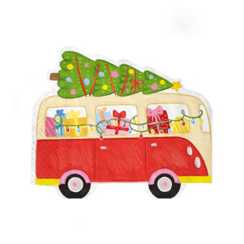 Serwetki papierowe Auto z choinką - 33 x 27,6 cm, 10 szt.