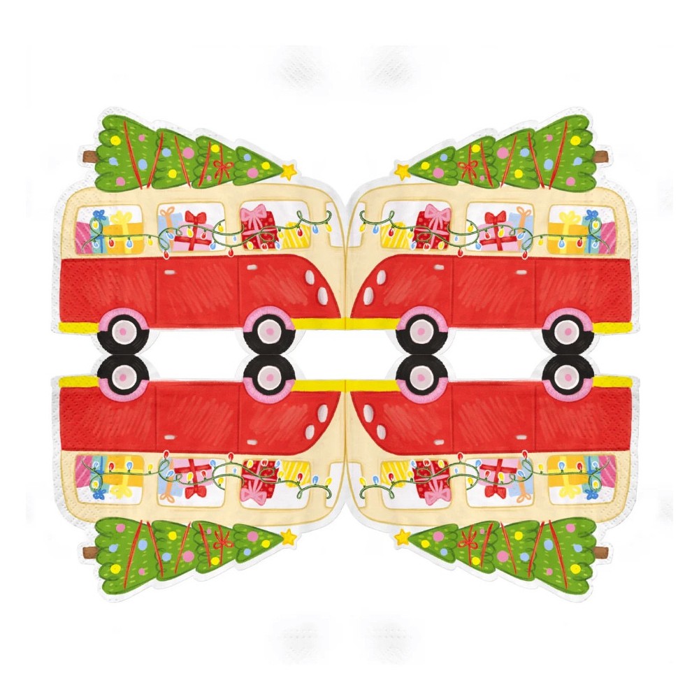 Paper napkins Car with Christmas Tree - 33 x 27,6 cm, 10 pcs.