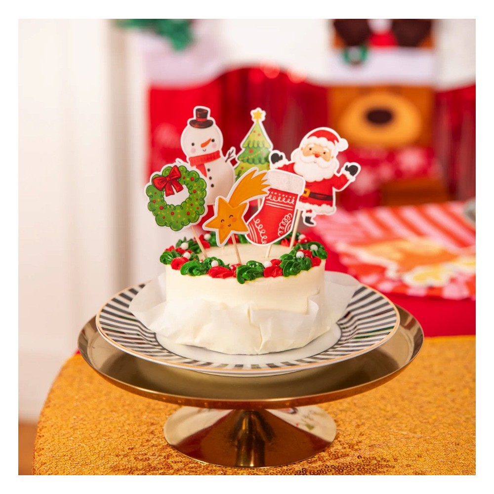 Toppery na tort i muffinki Boże Narodzenie - 11 cm, 6 szt.