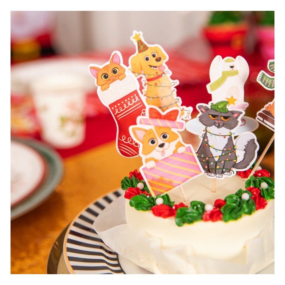 Cupcakes and cakes toppers Christmas Animals - 11 cm, 6 pcs.