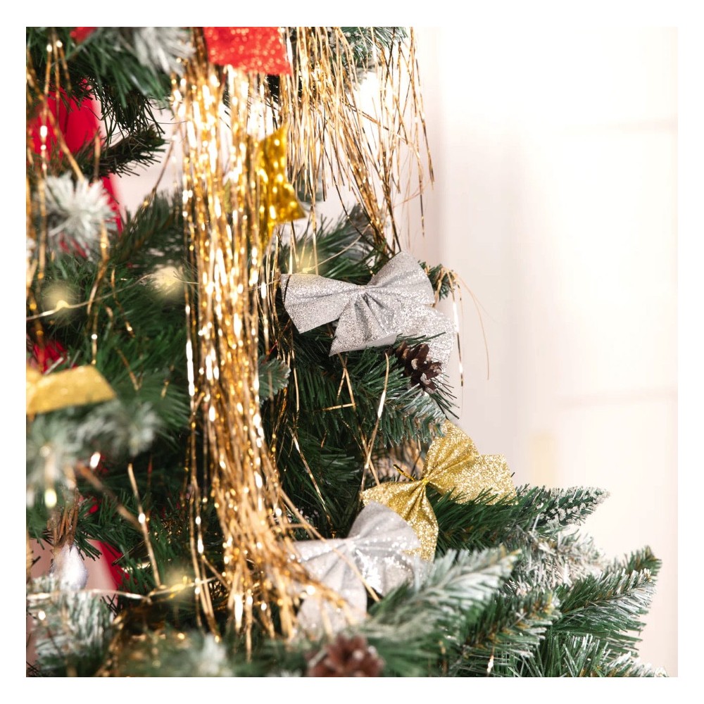 Christmas decorative bows - silver, 12 cm, 3 pcs.