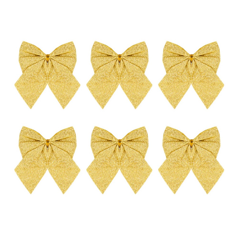 Christmas decorative bows - gold, 8 cm, 6 pcs.