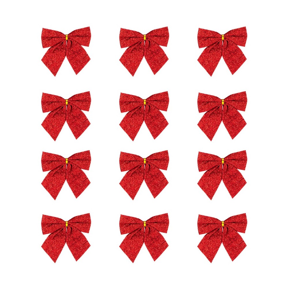 Christmas decorative bows - red, 5 cm, 12 pcs.