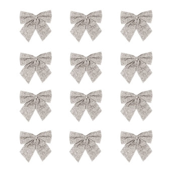 Christmas decorative bows - silver, 5 cm, 12 pcs.