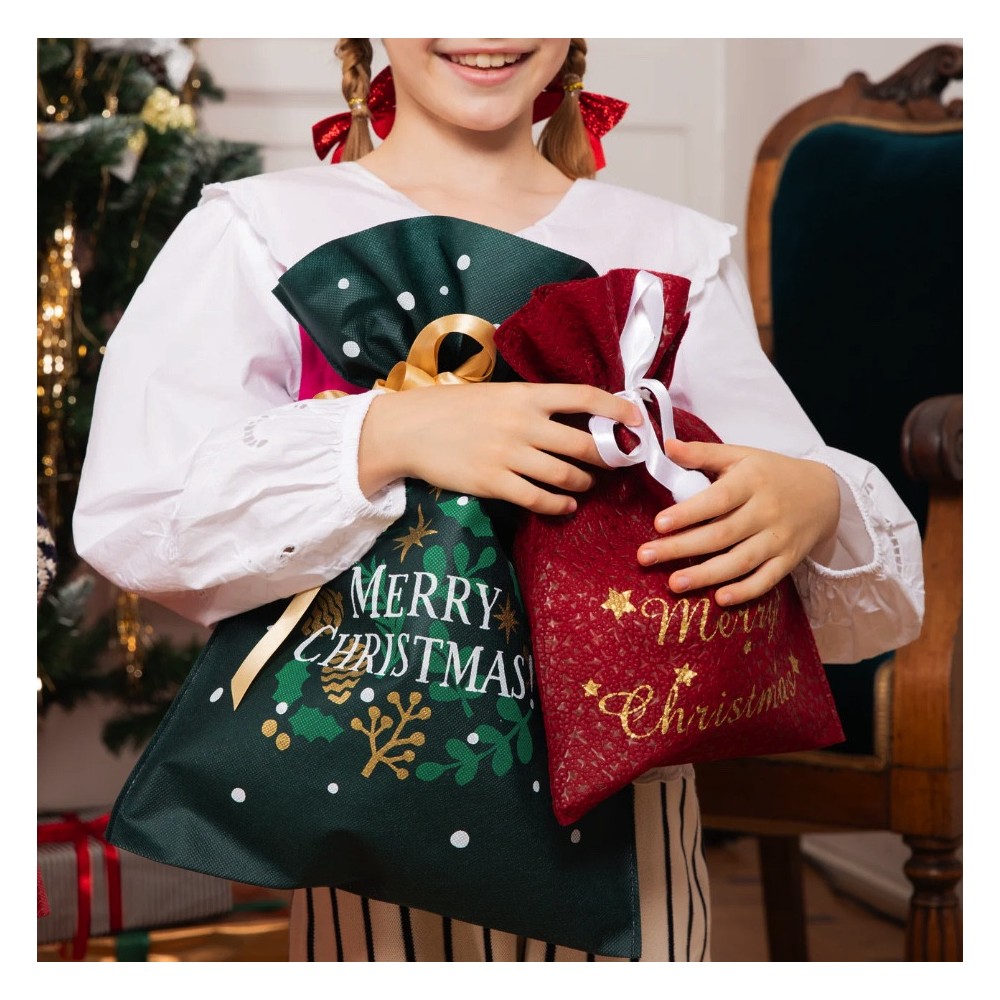 Christmas gift bag - green, 30 x 45 cm