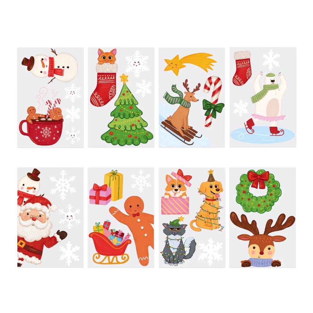 Foil window stickers Christmas - multicolor, 30 pcs.