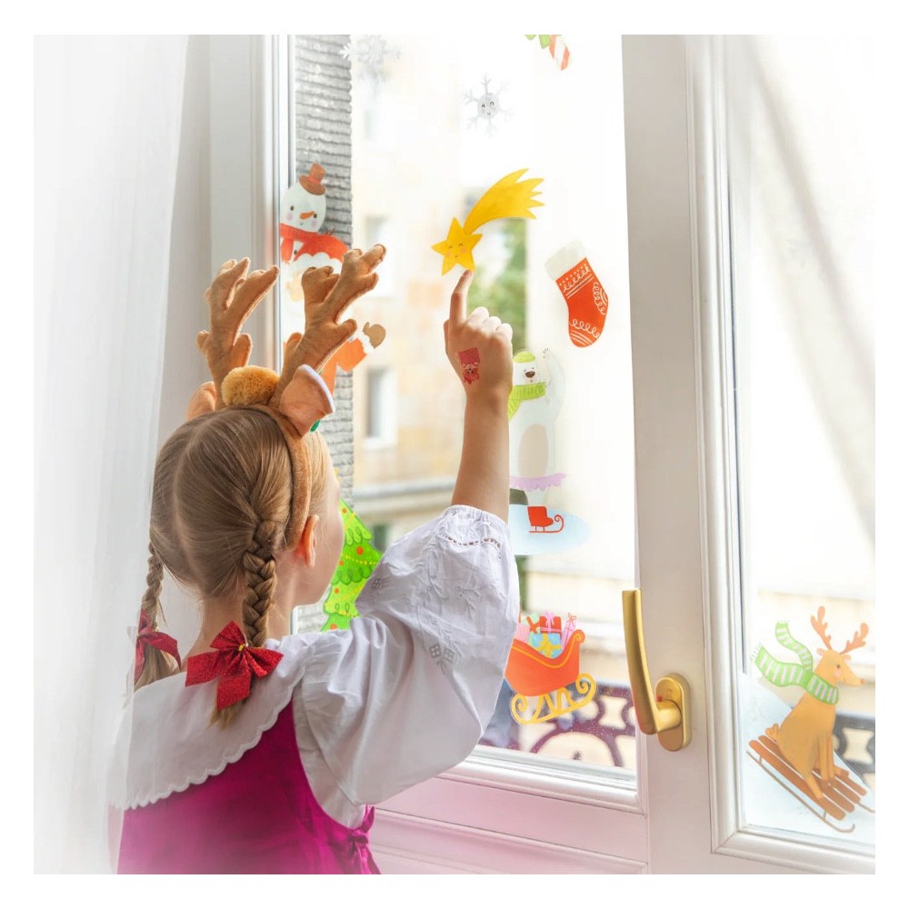 Foil window stickers Christmas - multicolor, 30 pcs.