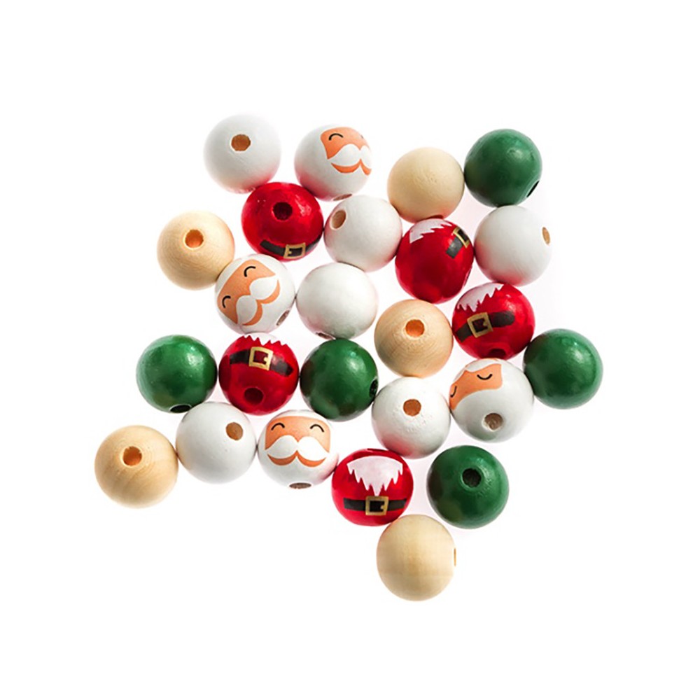 Wooden beads Santa Claus - DpCraft - 2 cm, 25 pcs.