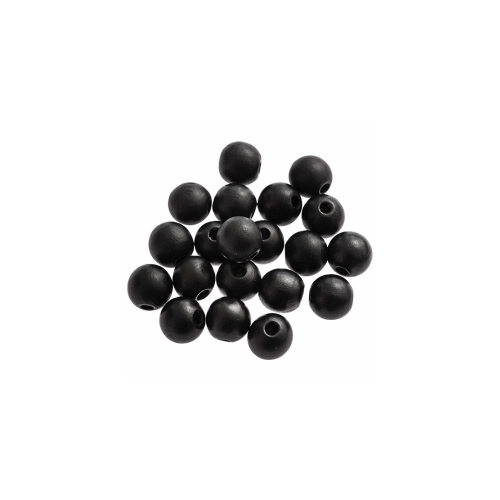 Koraliki drewniane - DpCraft - czarne, matowe, 16 mm, 20 szt.