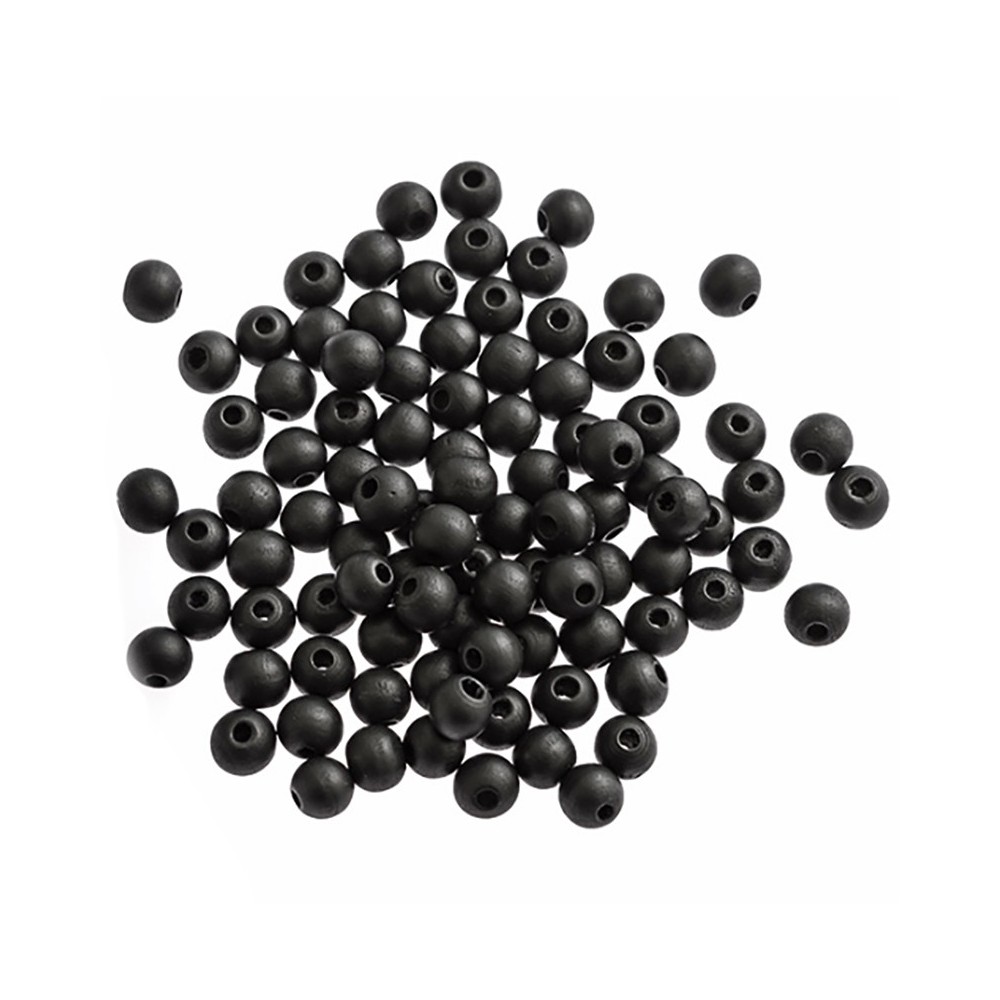Wooden beads - DpCraft - black, matt, 1,6 cm, 100 pcs.