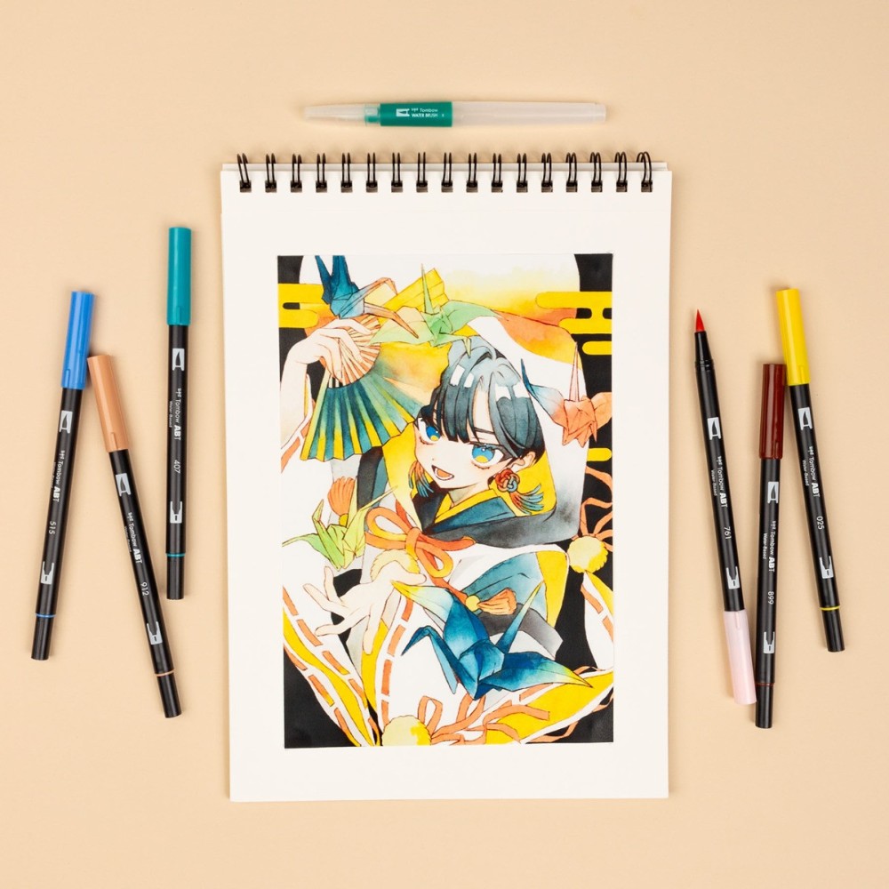 ABT Dual Brush Pen Watercolor Manga set Bird - Tombow - 10 pcs.
