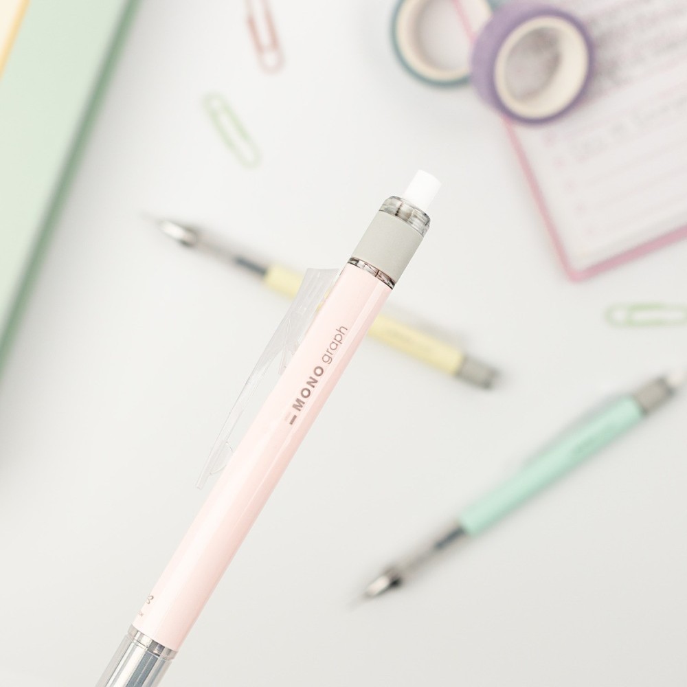 Set of MONO Graph pencil + eraser - Tombow - Coral Pink, 2 pcs.