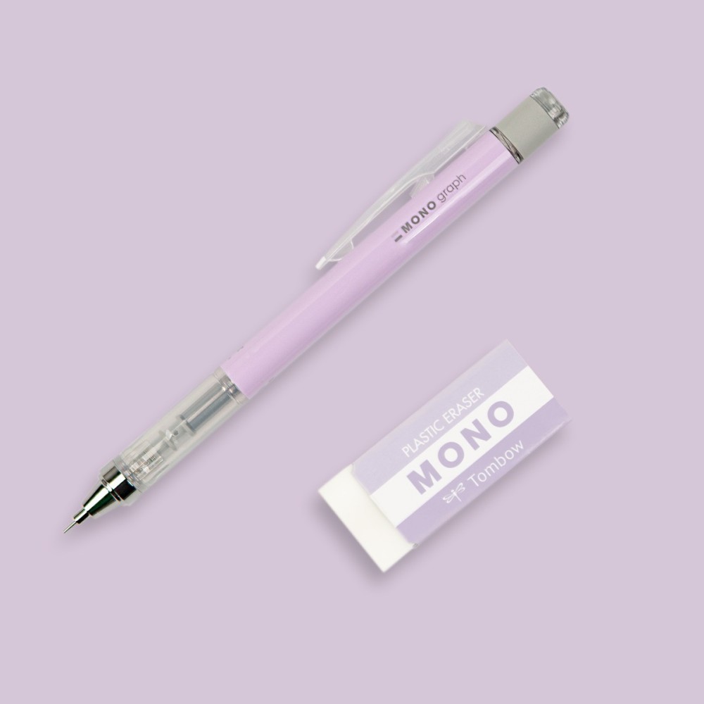 MONO Graph pencil + eraser - Tombow - Lavender, 2 pcs.