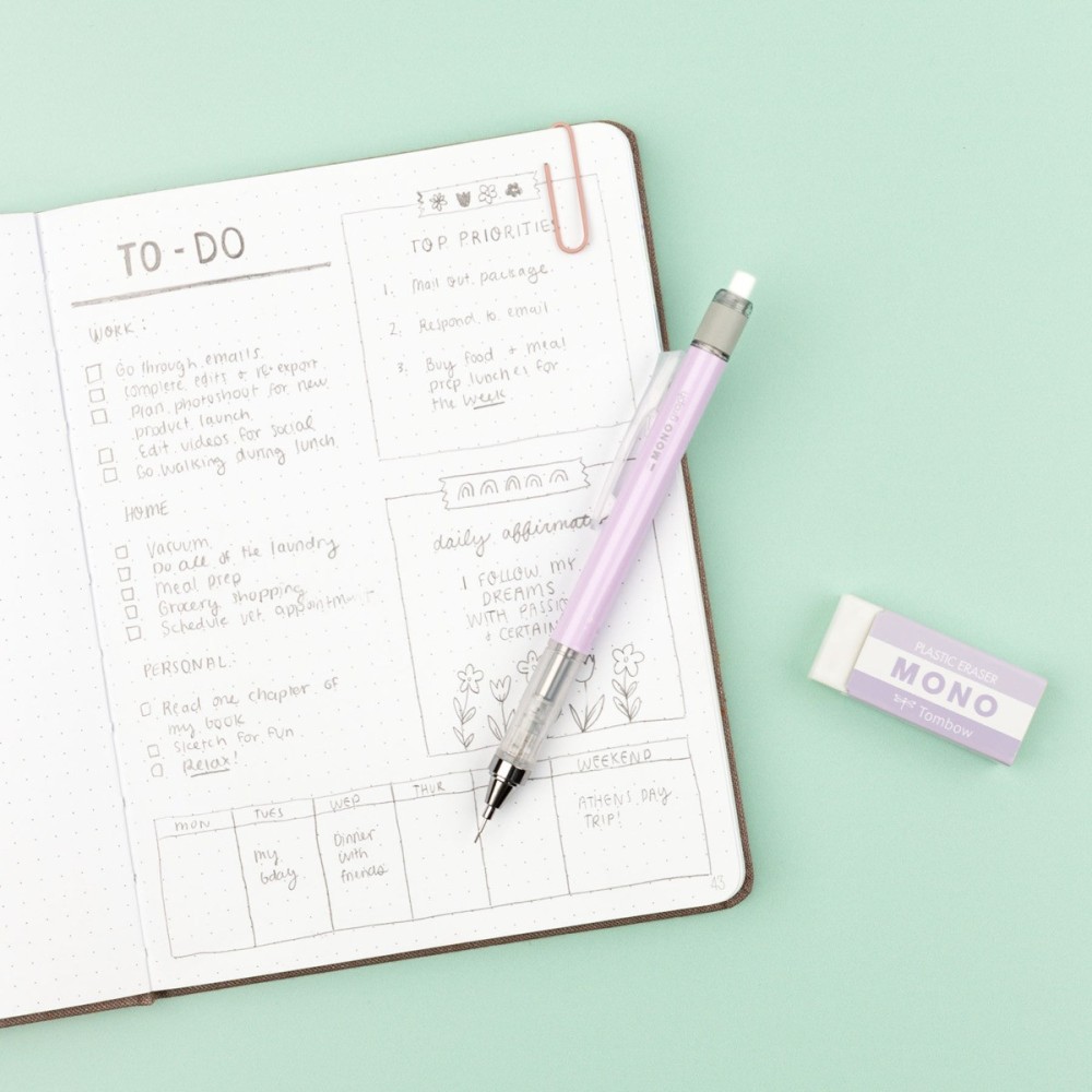 Zestaw ołówek MONO Graph + gumka - Tombow - Lavender