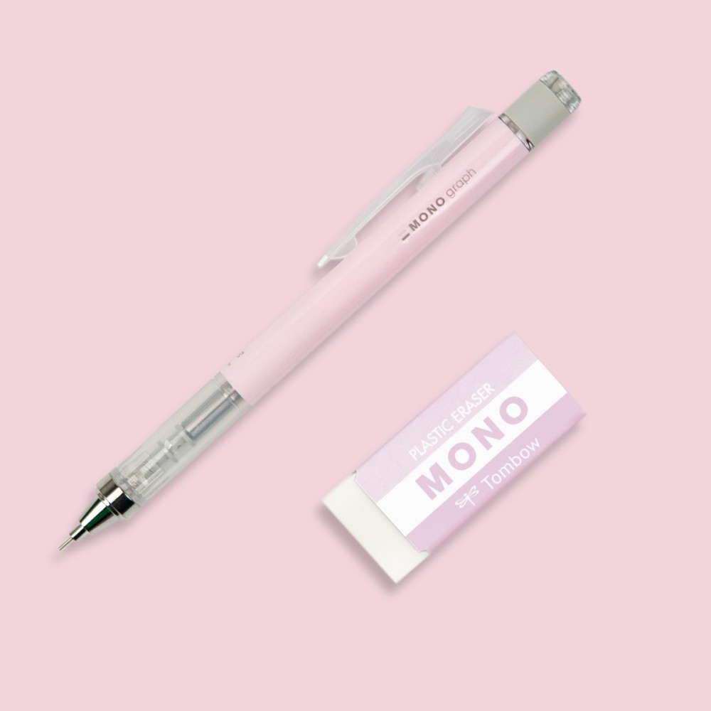 Zestaw ołówek MONO Graph + gumka - Tombow - Pink