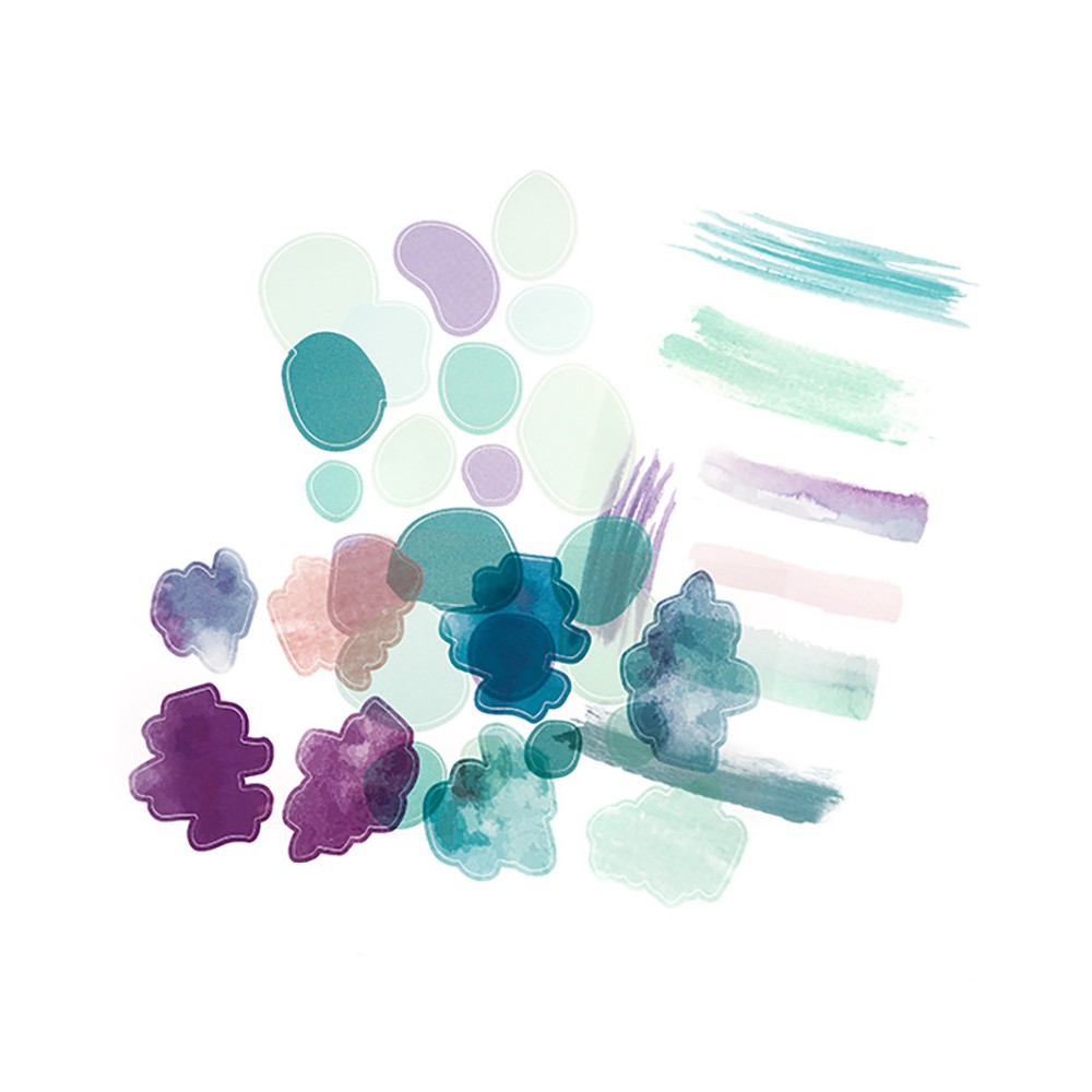 Transparent PVC stickers Watercolor Shapes - DpCraft - 31 pcs.