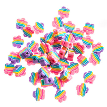 Koraliki polimerowe Tęczowe Kwiatki - DpCraft - 1 cm, 48 szt.
