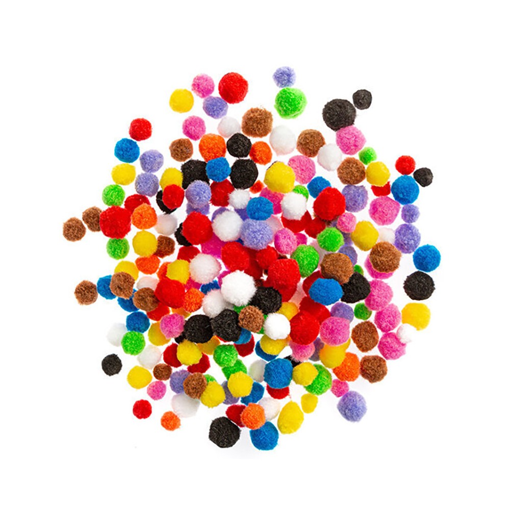 Polyester pompoms - DpCraft - multicolor, 300 pcs.